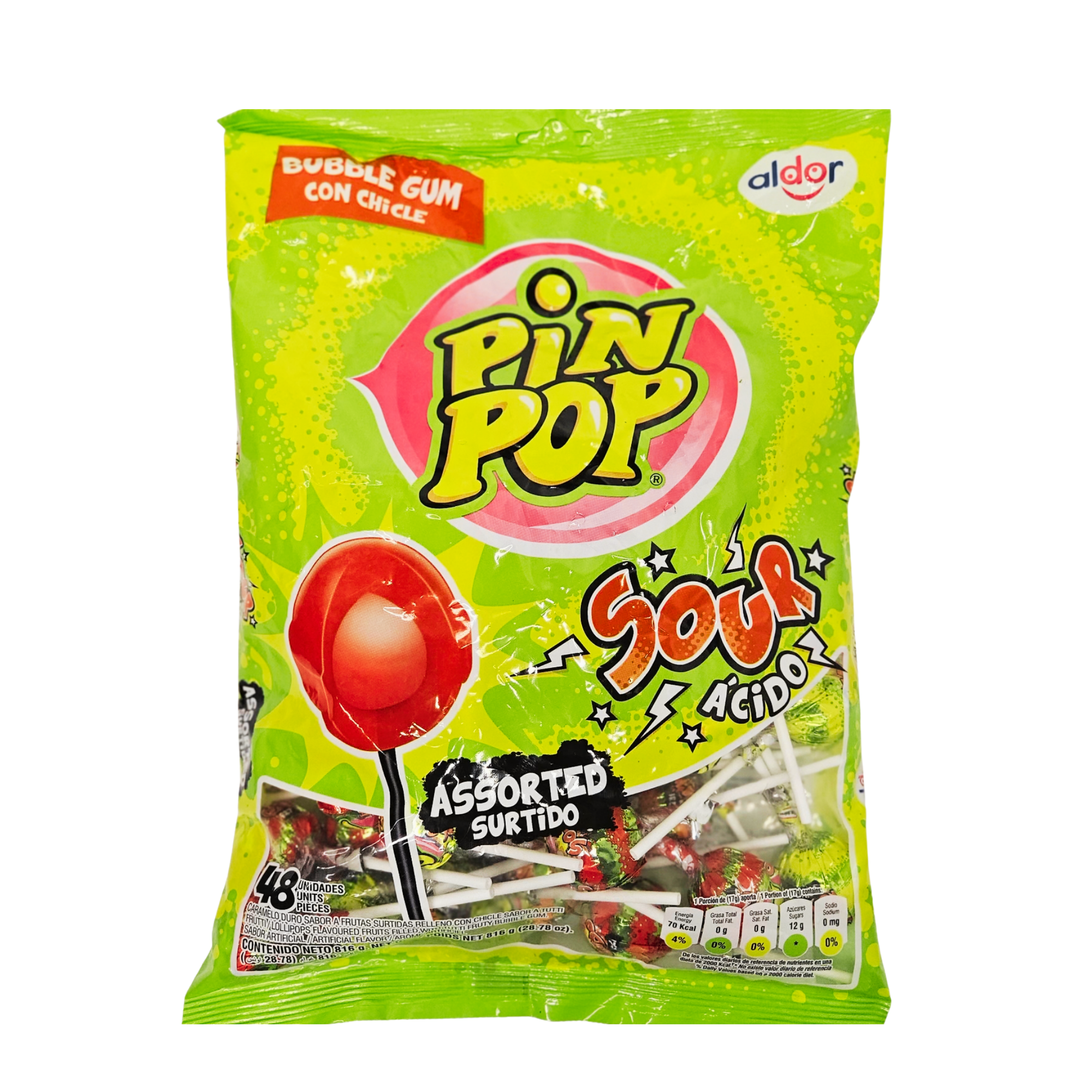 Ledinukai Pin Pop Sour Acid, 48 vnt
