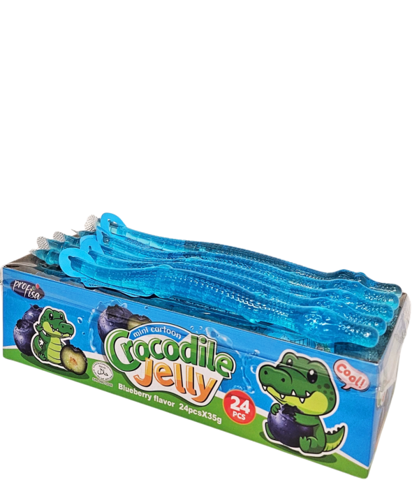 Saldainiai Mini Cartoon Crocodile Blueberry Jelly, 24 vnt