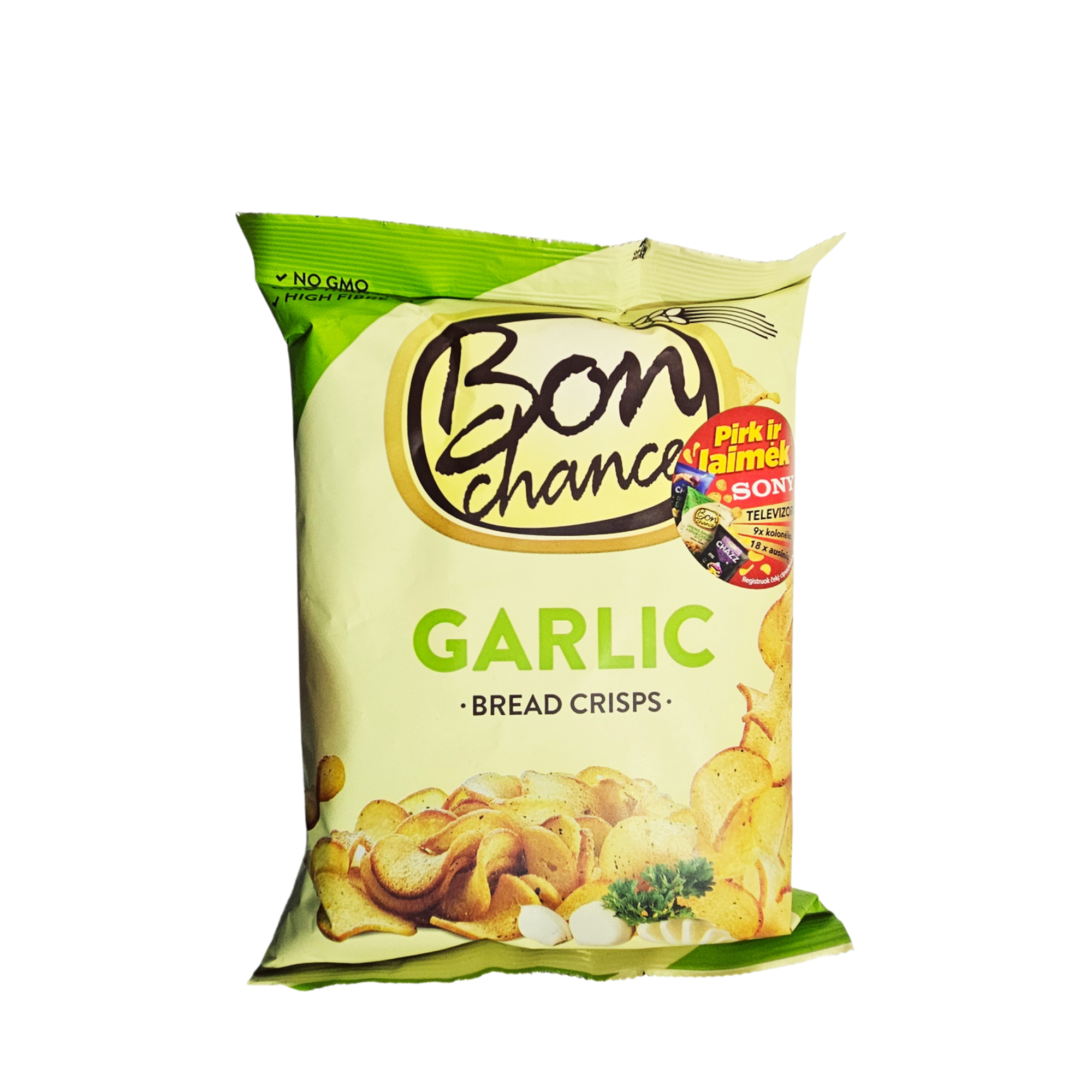 Bon Chance duonos traškučiai su česnakų prieskonių mišiniu