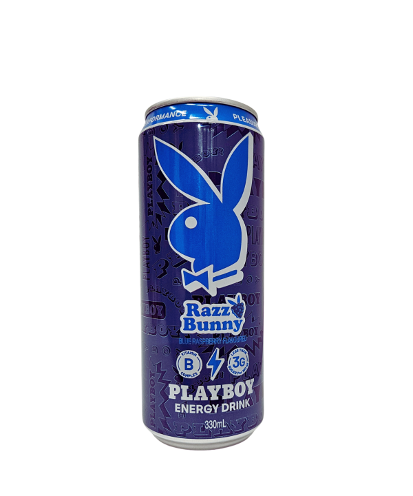 PLAYBOY Pleasure Bunny Blue Raspberry gazuotas energinis gėrimas be cukraus