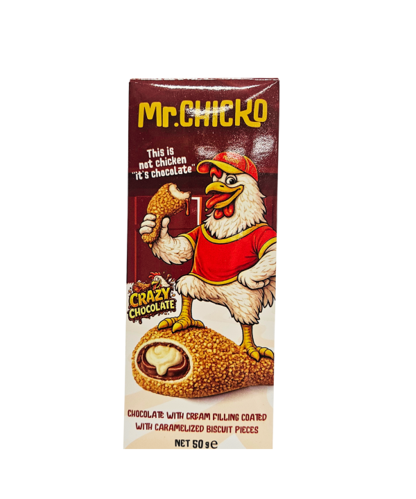 Mr.Chicko šokoladas su kremo įdaru ir karamelizuotais sausainių gabalėliais