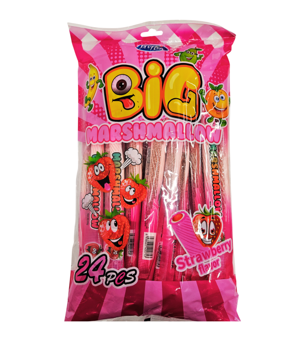 Zefyrinės lazdelės Big Marshmallow braškių skonio