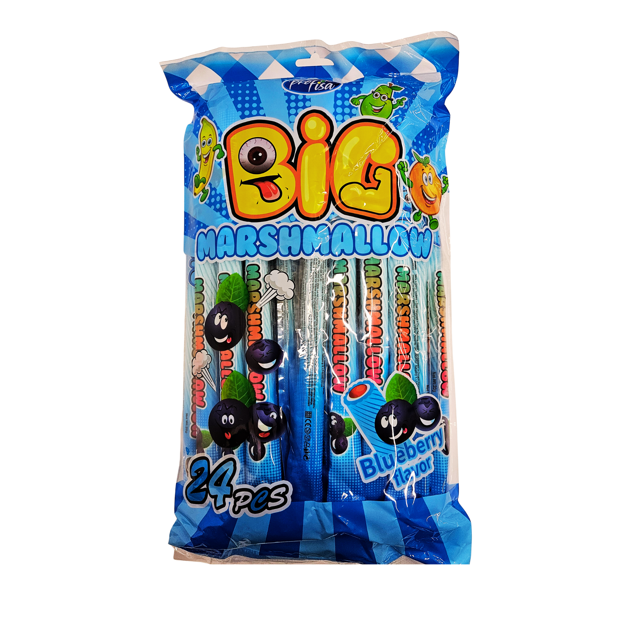 Zefyrinės lazdelės Big Marshmallow mėlynių skonio