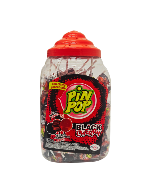 Pin Pop Black Cherry vyšnių skonio ledinukas su kramtomąja guma, 100 vnt