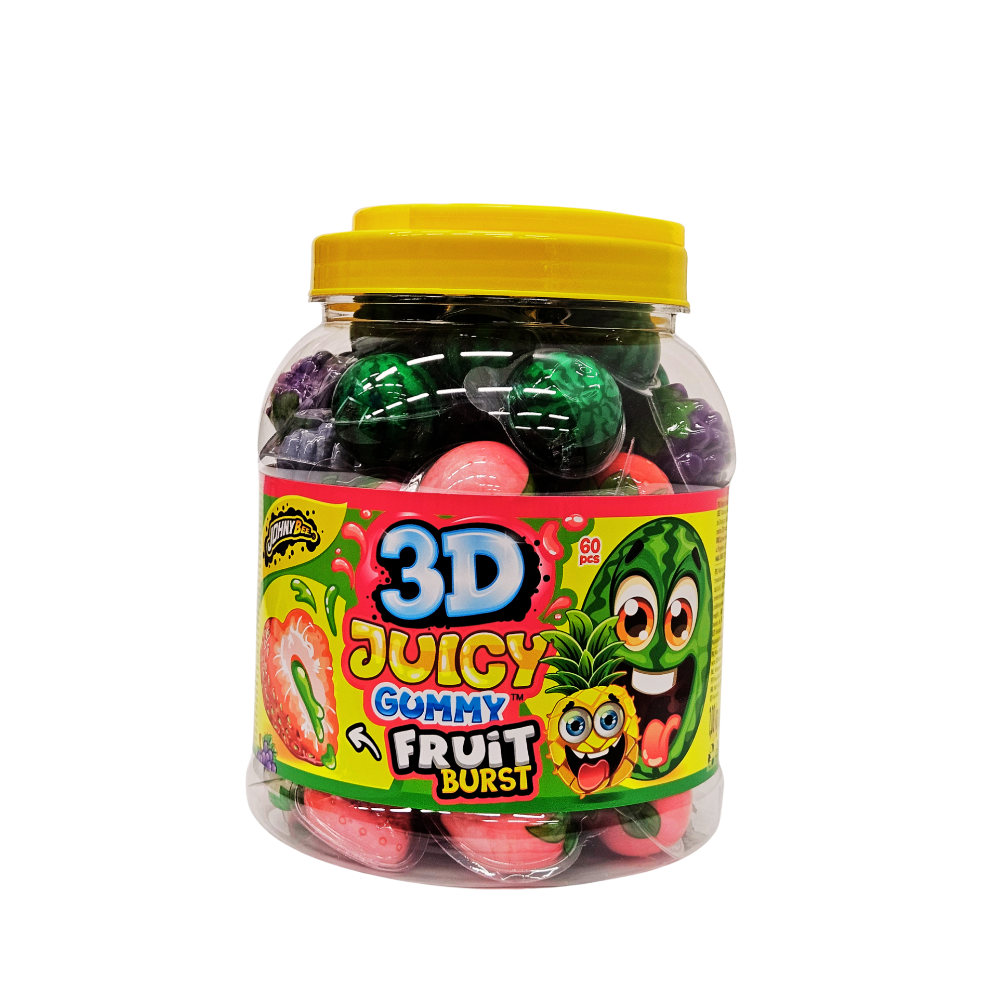Johny Bee 3D Juicy Gummy Fruit Burst vaisių skonio guminukai, 60 vnt