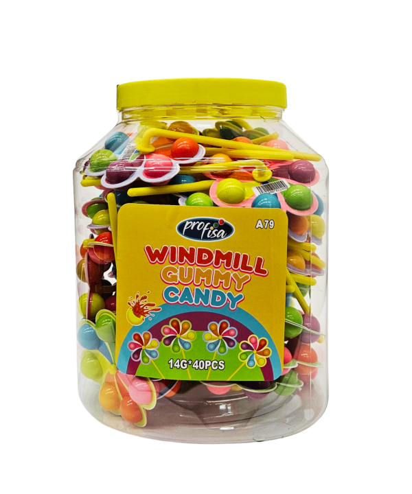 Windmill Gummy Candy – spalvoti guminukai-vėjo malūnėliai, 40 vnt.