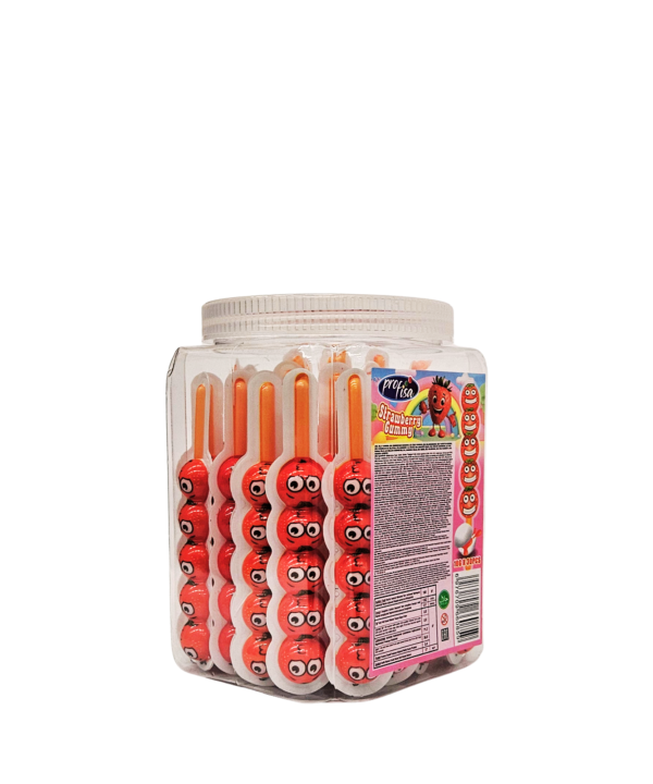 Strawberry Gummy – braškių formos guminukai ant pagaliuko, 30 vnt.