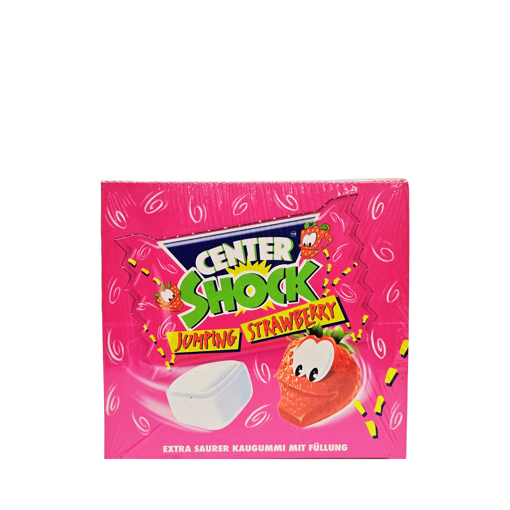 Center Shock Jumping Strawberry kramtomoji guma su braškių skonio įdaru, 100 vnt