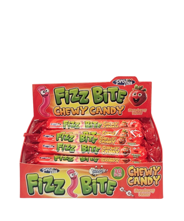 Fizz Bite Chewy Candy braškių skonio kramtomi saldainiai