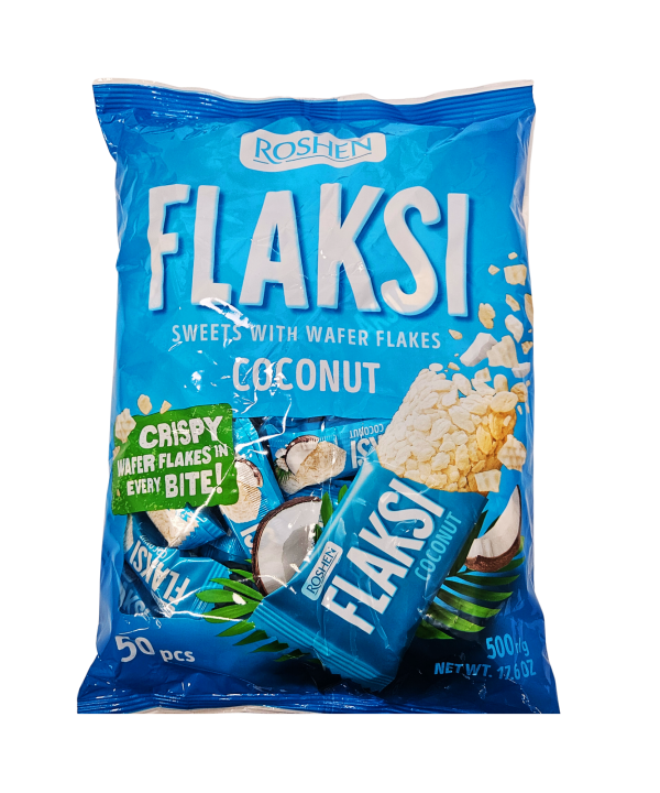 Roshen Flaksi Coconut kokosiniai vafliniai saldainiai