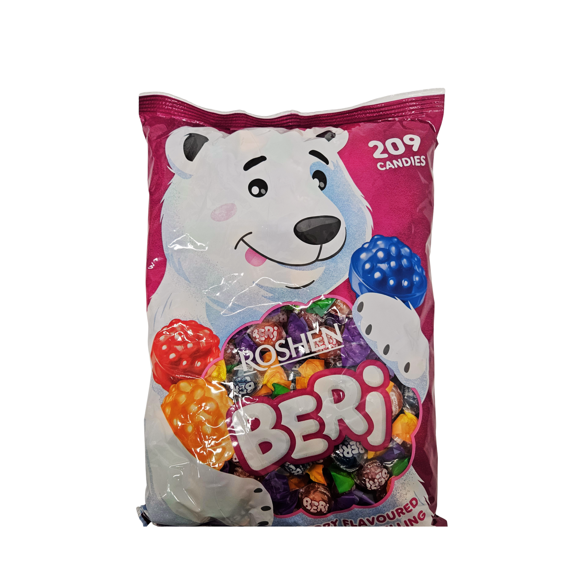 Roshen Beri uogų skonio karameliniai saldainiai su įdaru