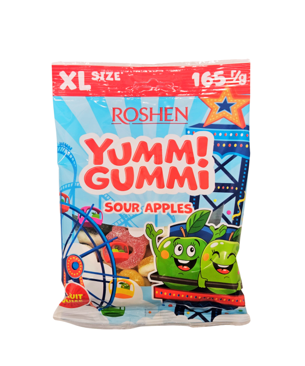 ROSHEN XXL Yummi Gummi Sour Apples – rūgštūs obuolių skonio guminukai žiedeliai - 1 vnt