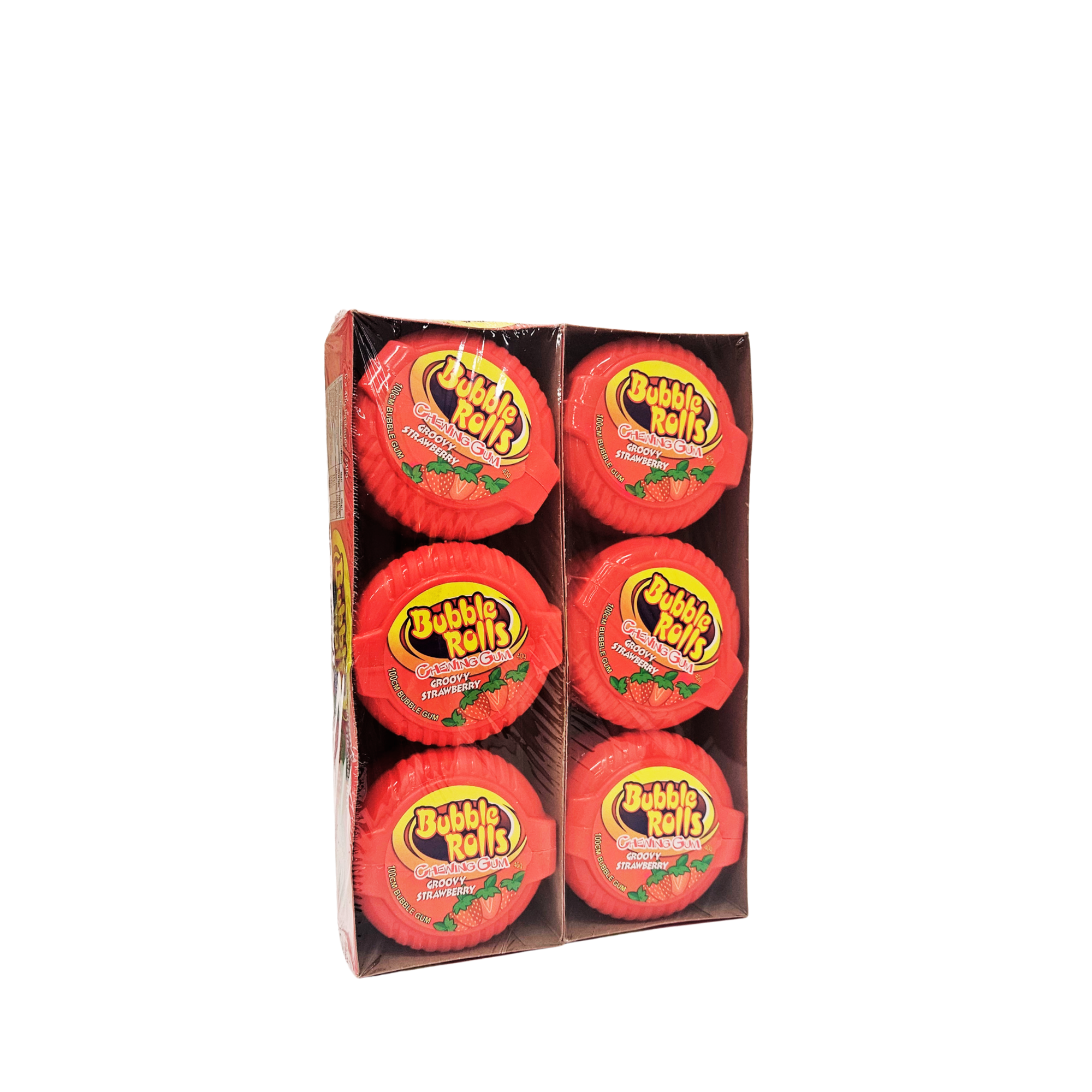 Bubble Rolls Groovy Strawberry 100 cm – braškių skonio kramtomoji guma