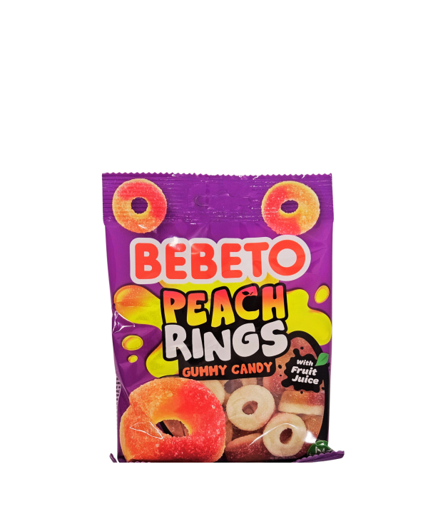 Bebeto Peach Rings – persikų skonio guminukai žiedeliai