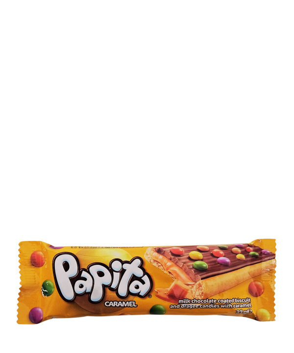 Papita Caramel – sausainis su karamele, pieniniu šokoladu ir spalvotais dražė - 1 vnt