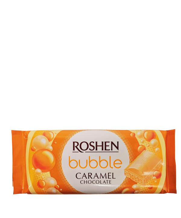 Roshen Bubble Caramel – akytasis baltasis karamelinis šokoladas