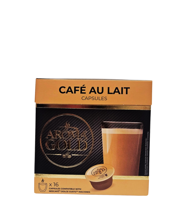 Aroma Gold Café au Lait – kavos su pienu kapsulės, 16 vnt