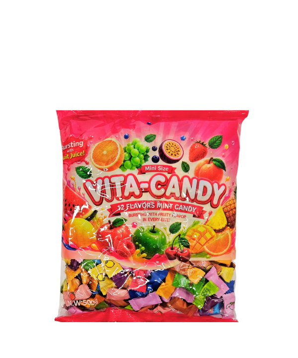 Vita Candy Mini 12 skonių becukriai vaisių skonio saldainiai, 500g