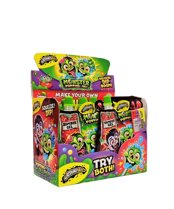 Johnny Bee Monster Popping + Gel saldainis su geliu ir spraginėjančiais saldainiais