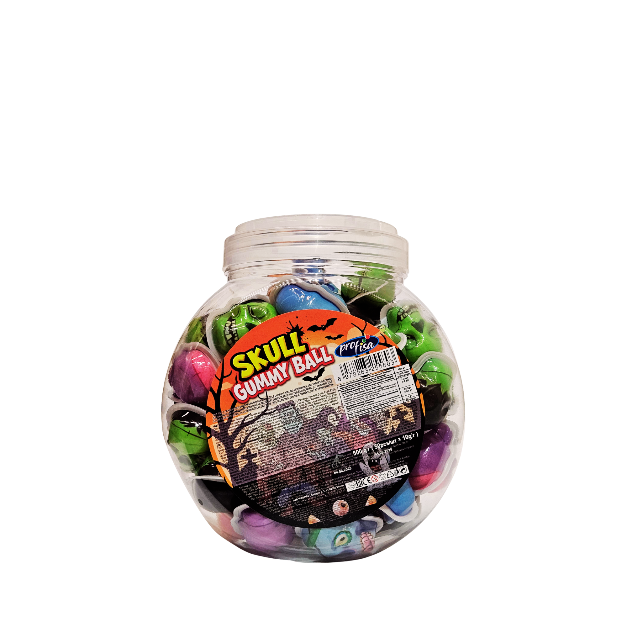 Skull Gummy Ball kaukolės formos guminukai, 50 vnt