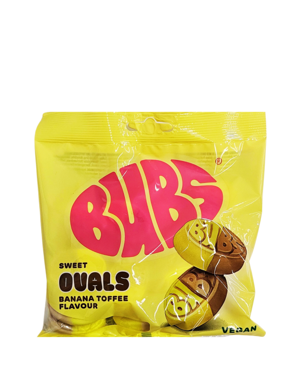 BUBS Sweet Ovals Banana Toffee – bananų ir iriso skonio saldainiai, 155 g