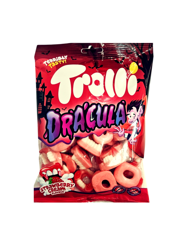 TROLLI Dracula braškių ir grietinėlės skonio guminukai