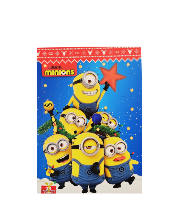 „Minions“ advento kalendorius su pieninio šokolado figūrėlėmis